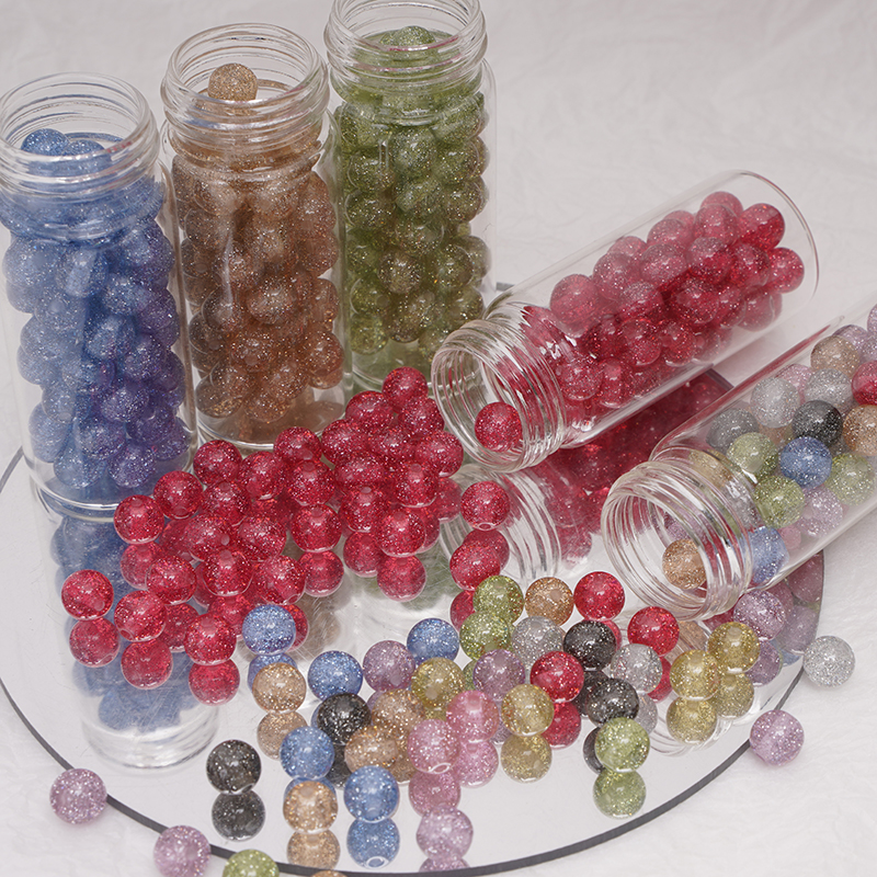 Resin Art Jewelry Kit - 8/10mm Resins Round Shaped Beads Glitter