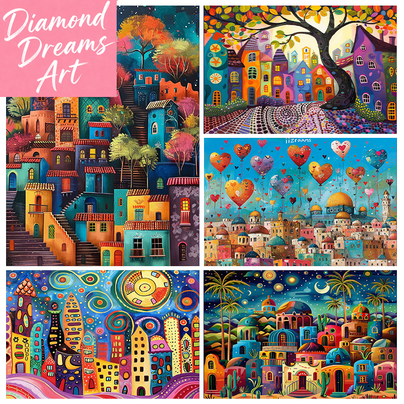 Resin Art On Wall - Frameless,Night View 5D Diamond Painting City
