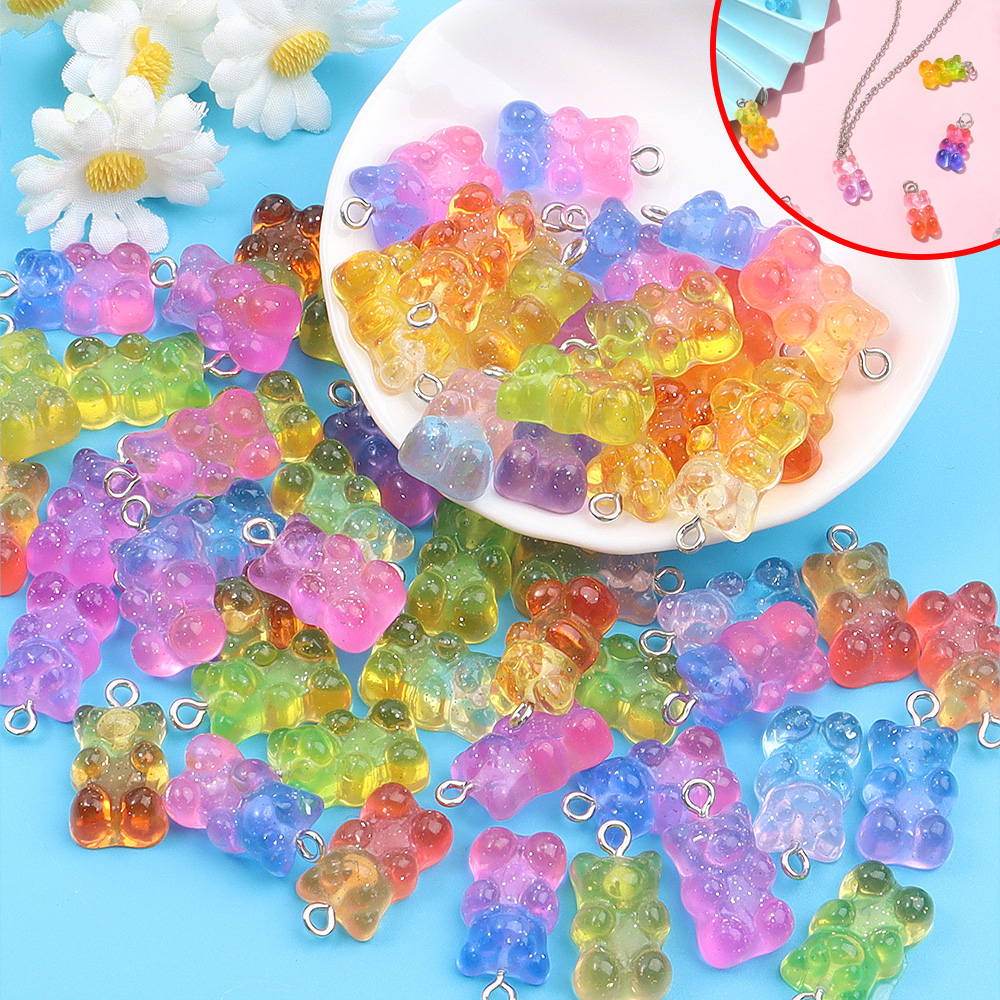 Resin Art Jewelry Kit - 10/30/60pcs Dual Color Resin Bear Shaped