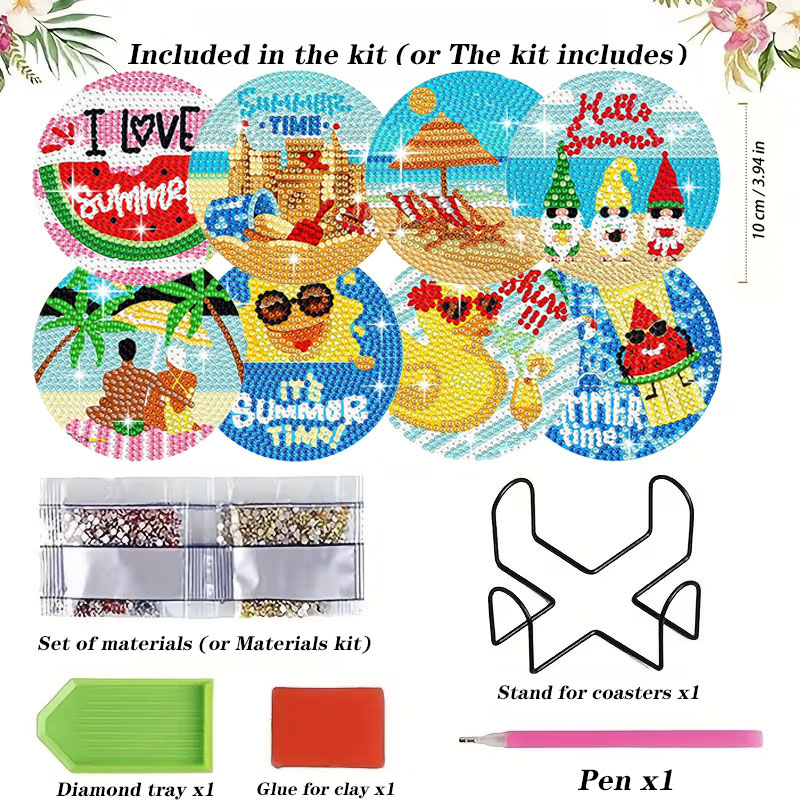 Resin Art Beach - 8PCS Summer Beach Diamond Painting Coasters