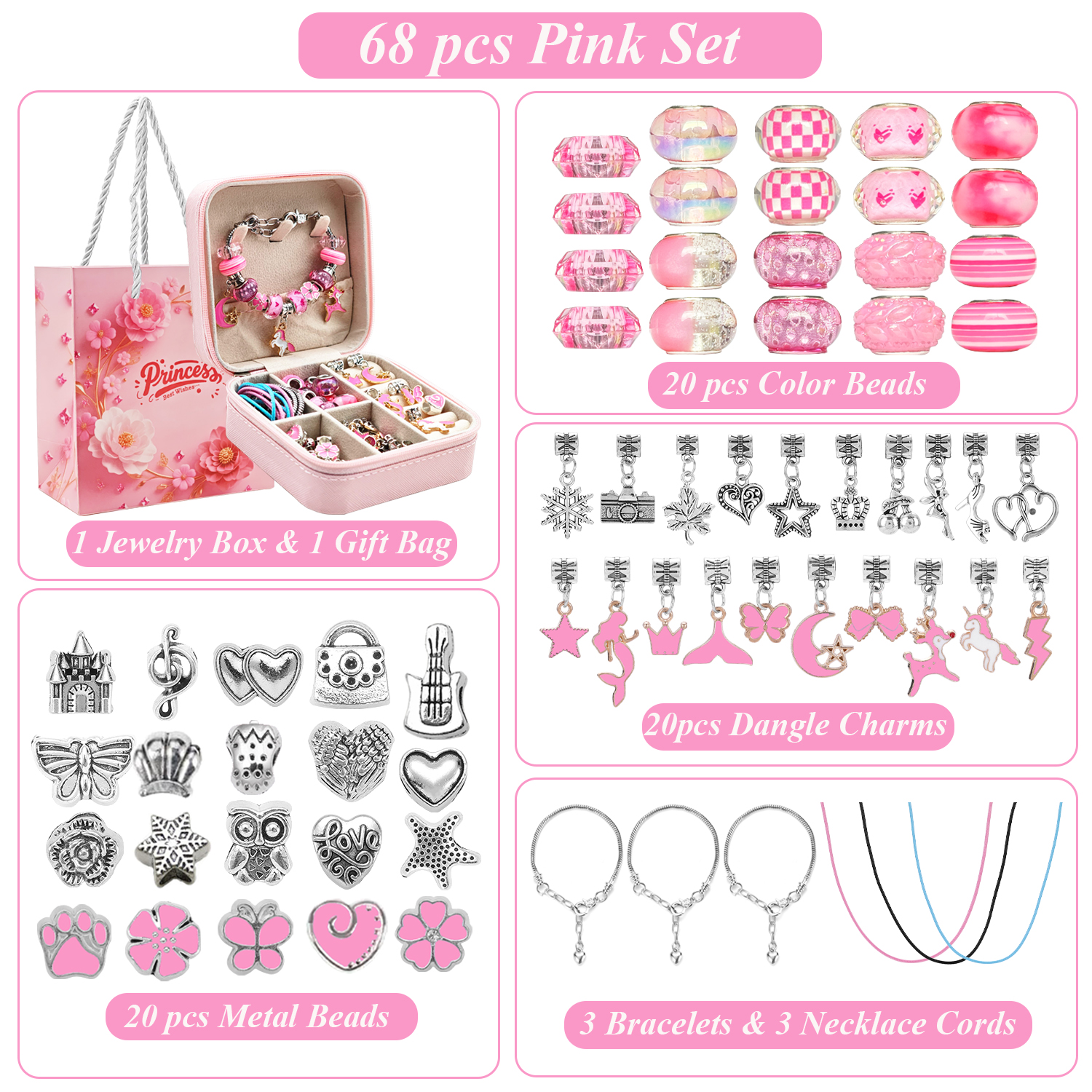 68pcs pink beaded jewelry set, – обзор и цена Resin Art Case