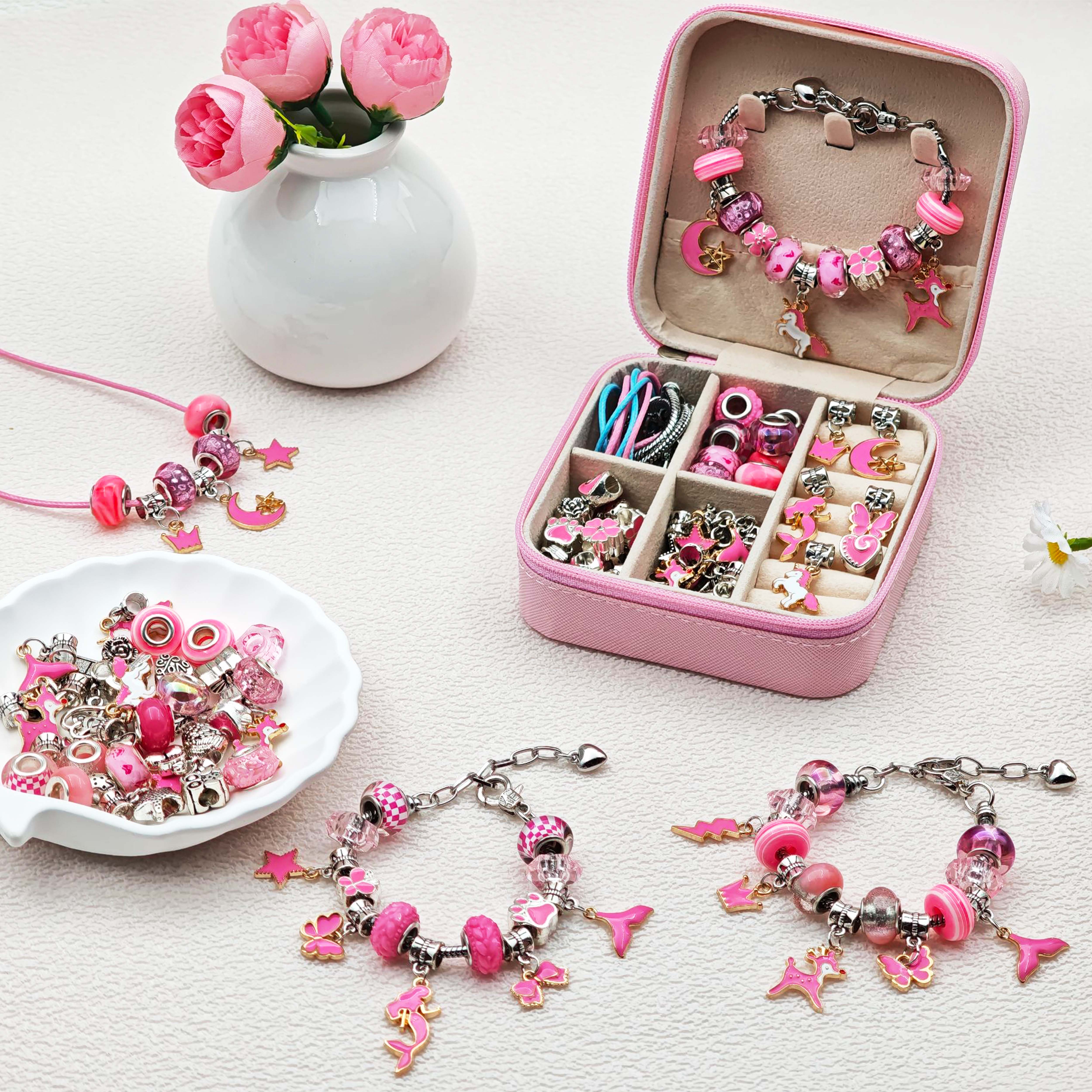 68pcs pink beaded jewelry set, – обзор и цена Resin Art Case