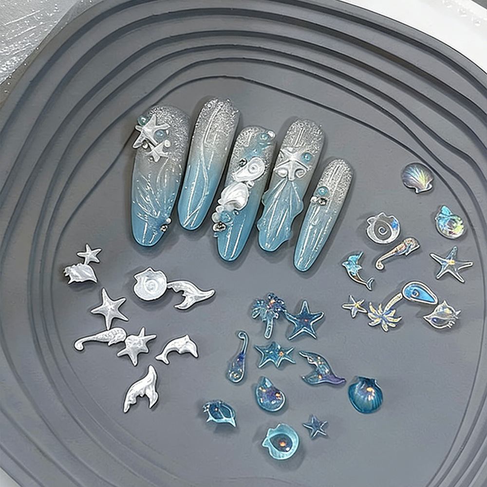 50PCS 3D Mixed Sea Series Nail – обзор и цена Resin Art Beach